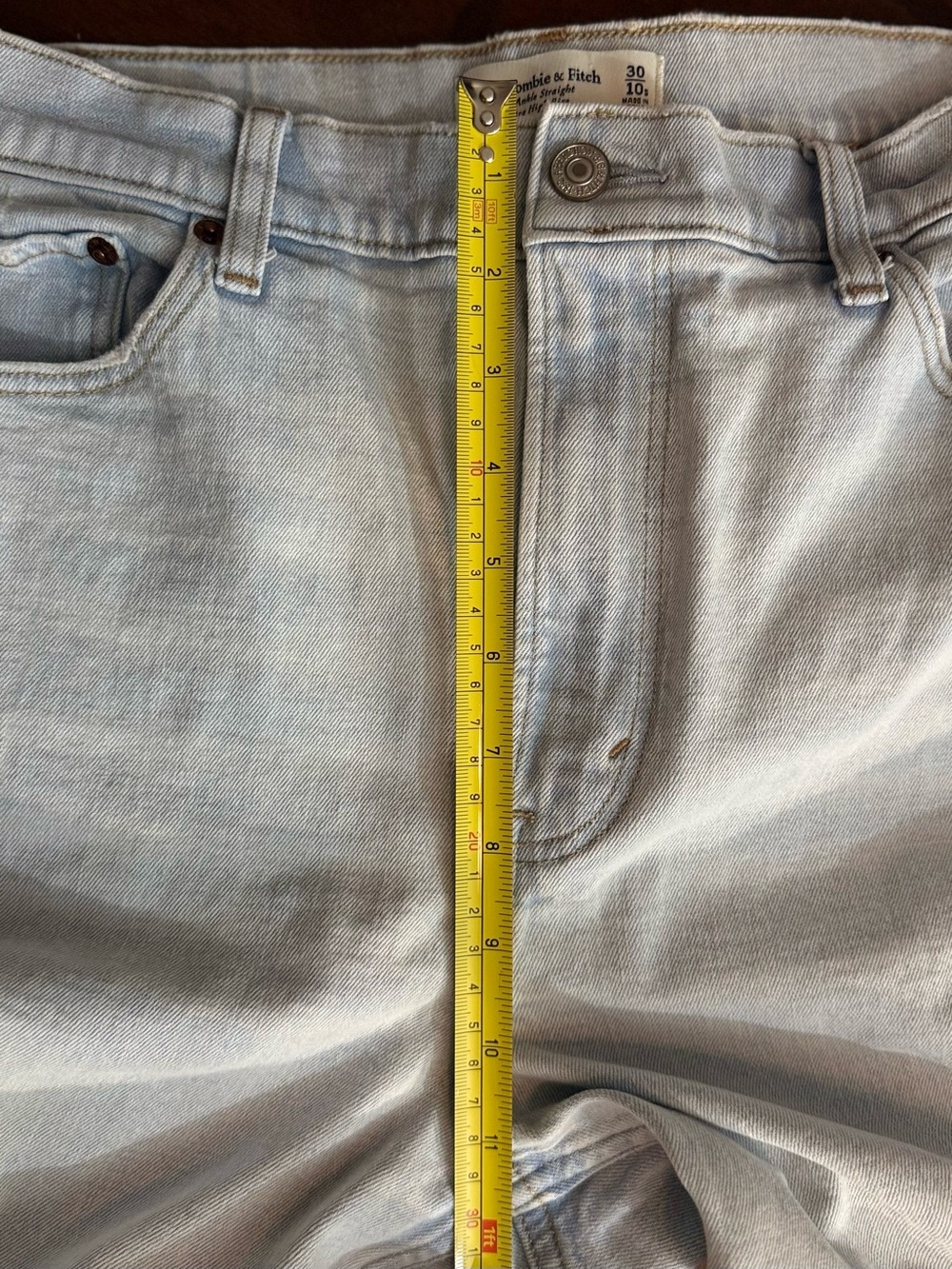 Abercrombie & Fitch Light Blue Ankle Ultra High Rise Straight Leg Jeans - Picture 12 of 16